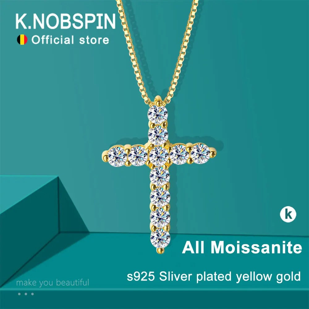 Moissanite Cross Pendant Necklace Original s925 Sliver Necklace For Women