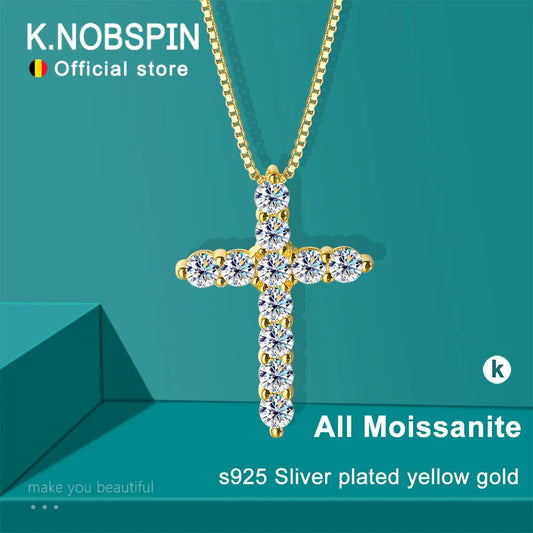 Moissanite Cross Pendant Necklace Original s925 Sliver Necklace For Women