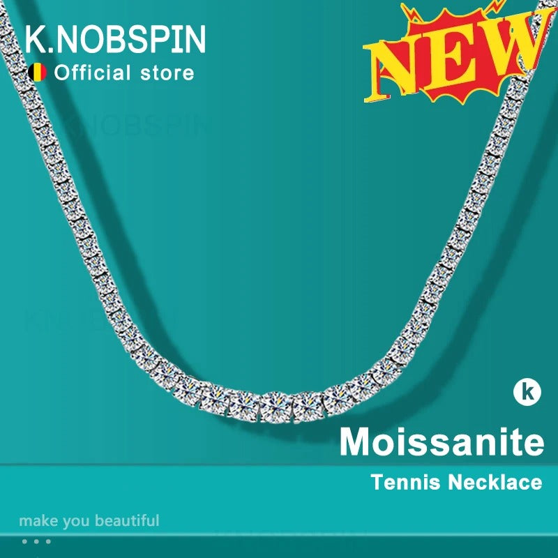 Moissanite Tennis Necklace Wedding Jewelry 925 Sterling Sliver Plated 18k White Gold for Women