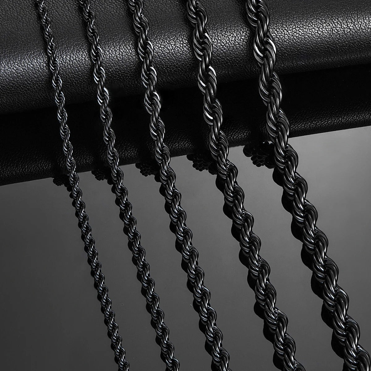 Black Color Twisted Rope Chain Necklace For Men and Women