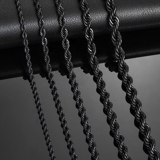 Black Color Twisted Rope Chain Necklace For Men and Women