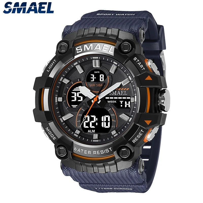 Men's Sport Watch Quartz Wristwatches Waterproof Dual Time Display Military