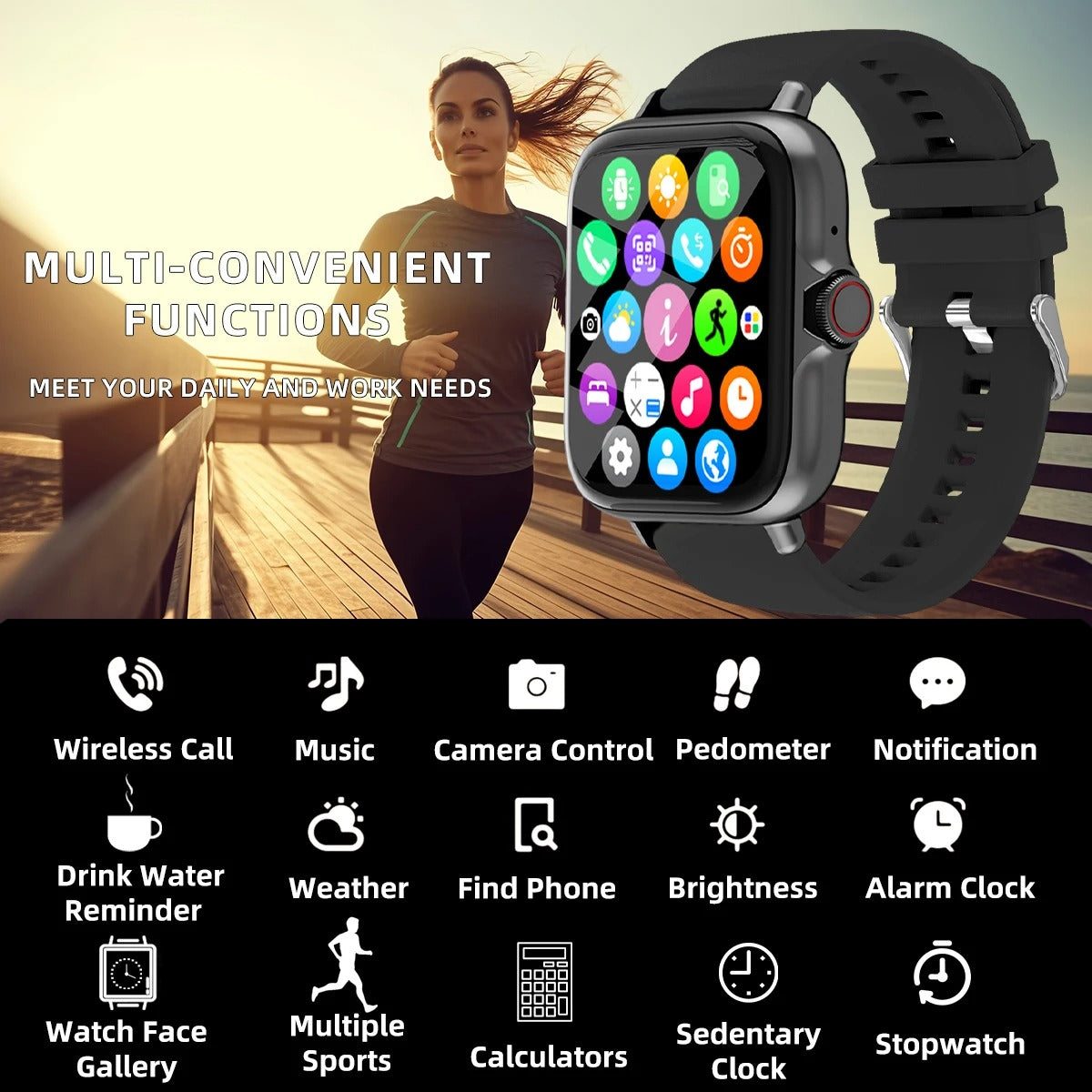 Unisex Smart Watch Waterproof Fitness Sports Watch