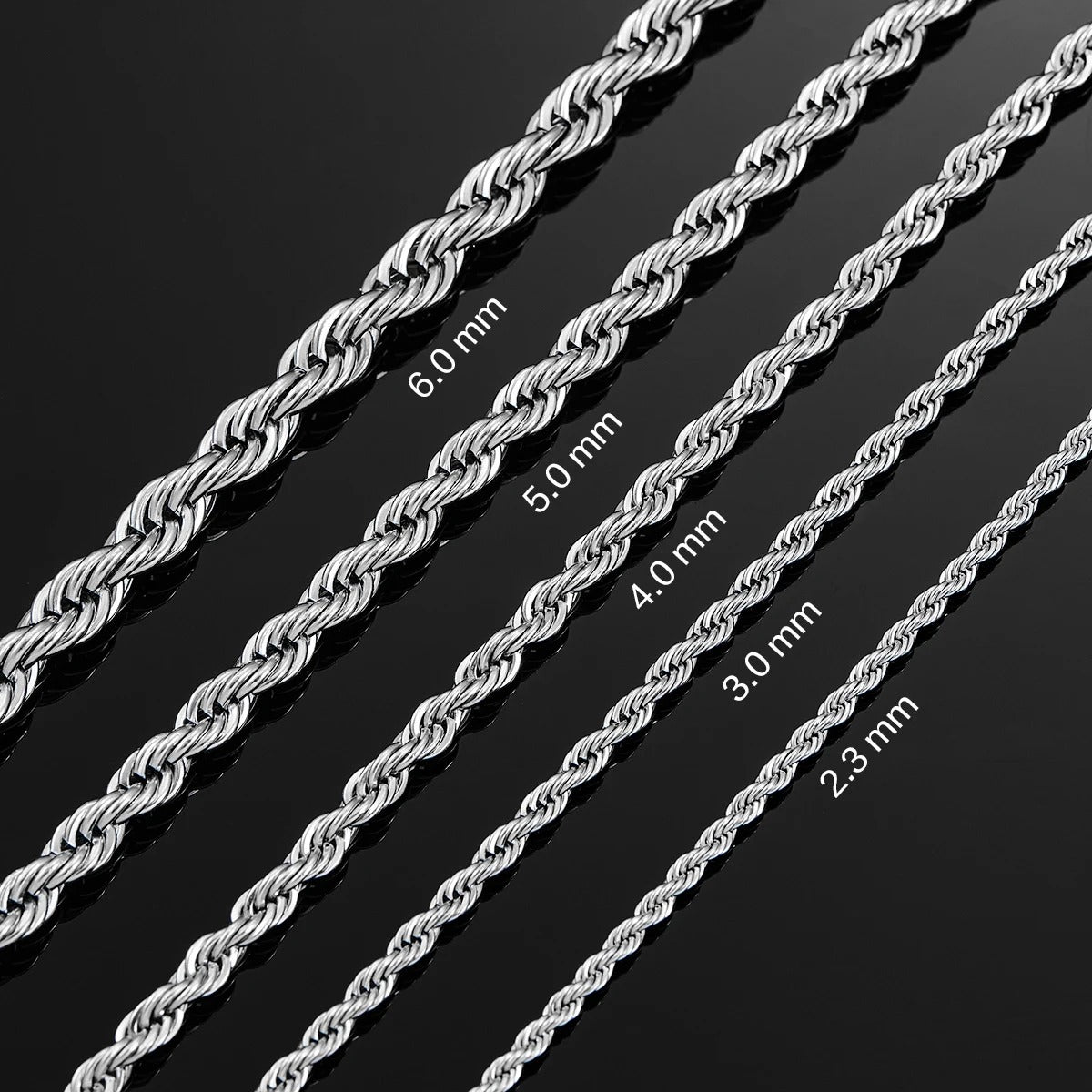 Silver Color Twisted Rope Chain Necklace For Men and Women