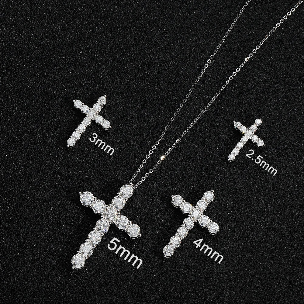 Moissanite Cross Pendant Necklace Original s925 Sliver Necklace For Women