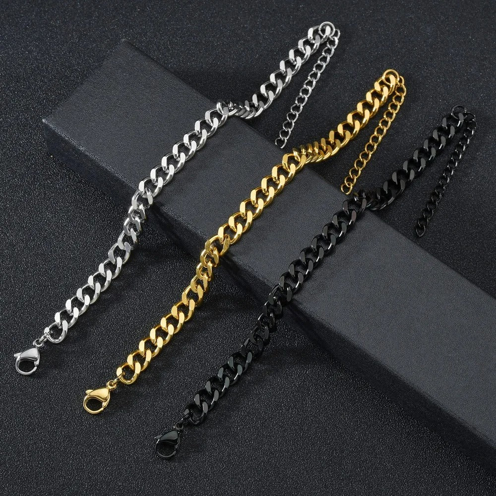 Chain Bracelet for Men Stainless Steel Cuban Link Chain Wristband