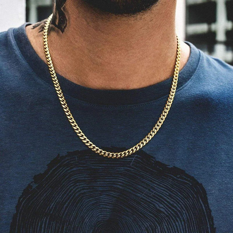 Gold Color Metal Cuban Chain Necklace