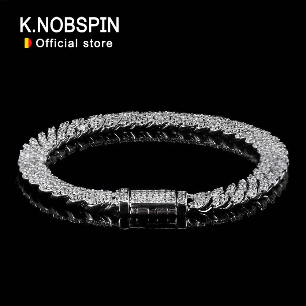 Men's Moissanite Cuban Bracelet Original s925 Sterling Silver Plated 18k White Gold with Bracelets