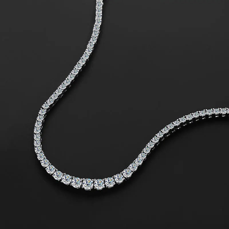 Moissanite Tennis Necklace Wedding Jewelry 925 Sterling Sliver Plated 18k White Gold for Women