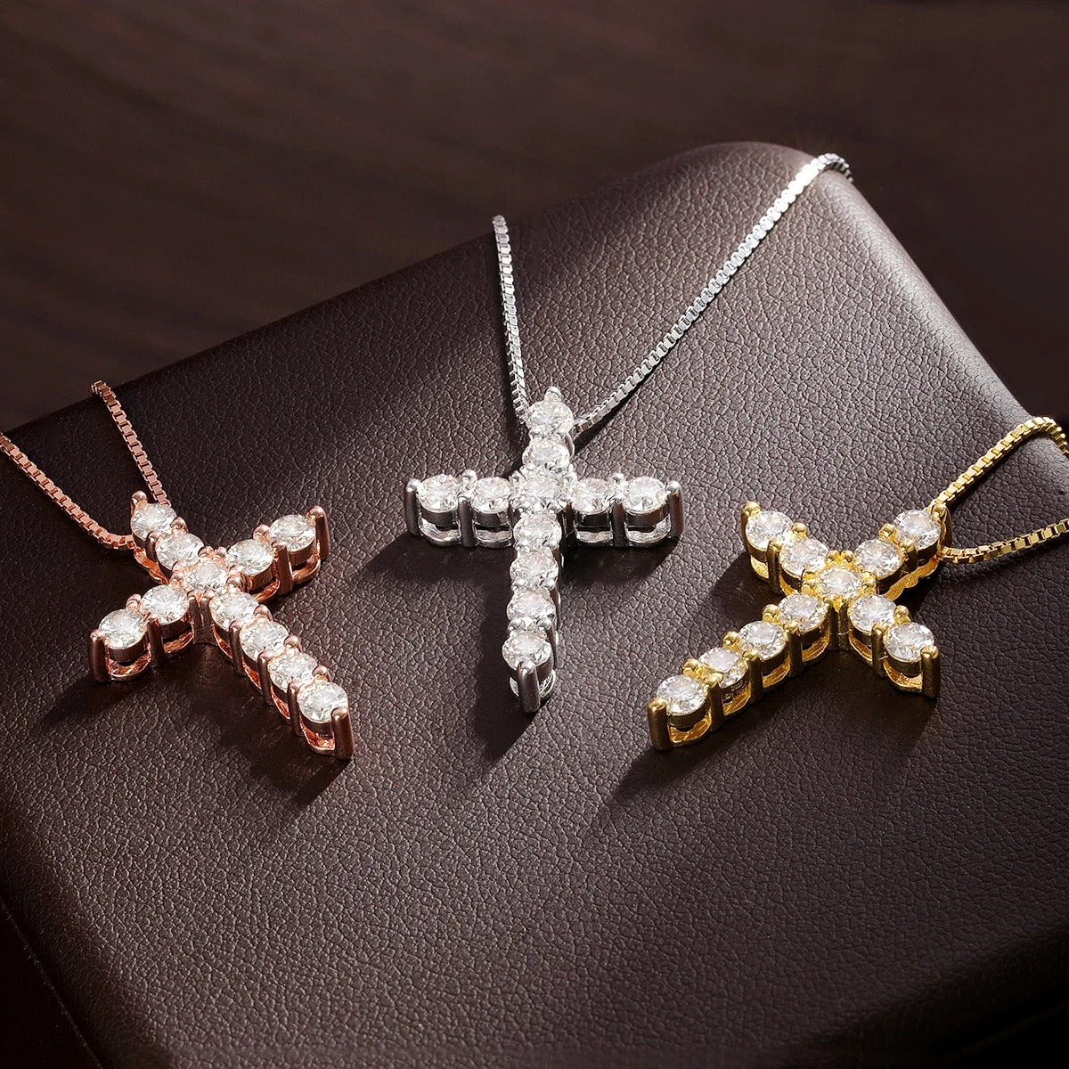 Moissanite Cross Pendant Necklace Original s925 Sliver Necklace For Women