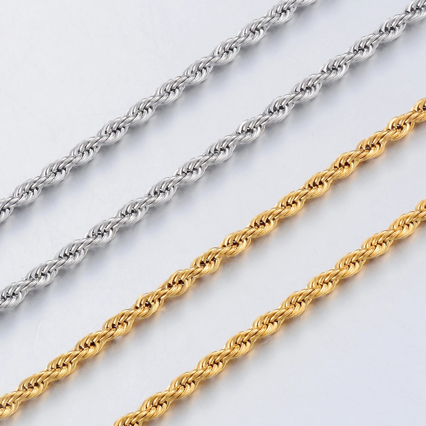 Gold Color Twisted Rope Chain Necklace For Men and Women