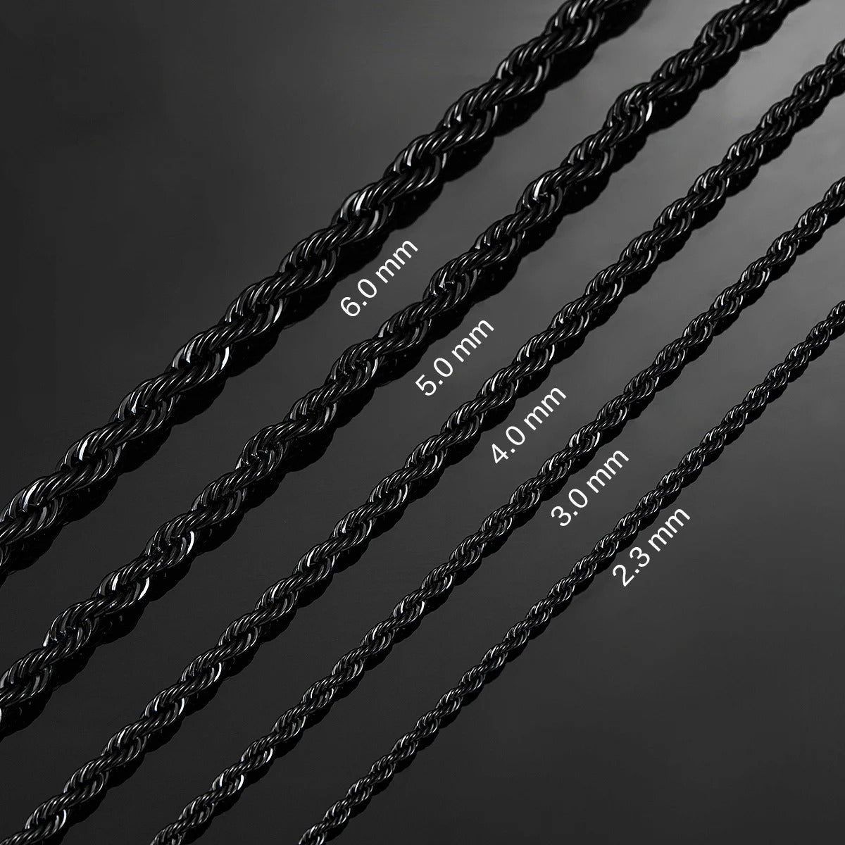 Black Color Twisted Rope Chain Necklace For Men and Women