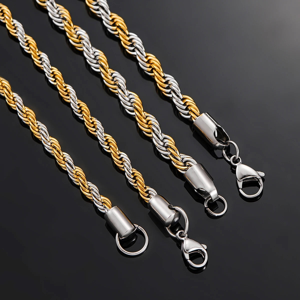 Gold Silver Color Twisted Rope Chain Necklace For Men and Women