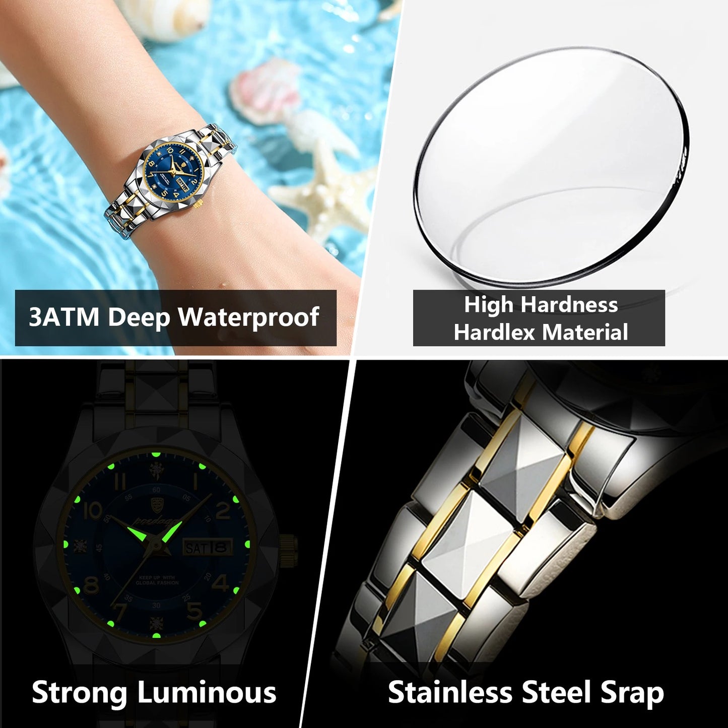 Luxury Women's Quartz and Stainless Steel Watch