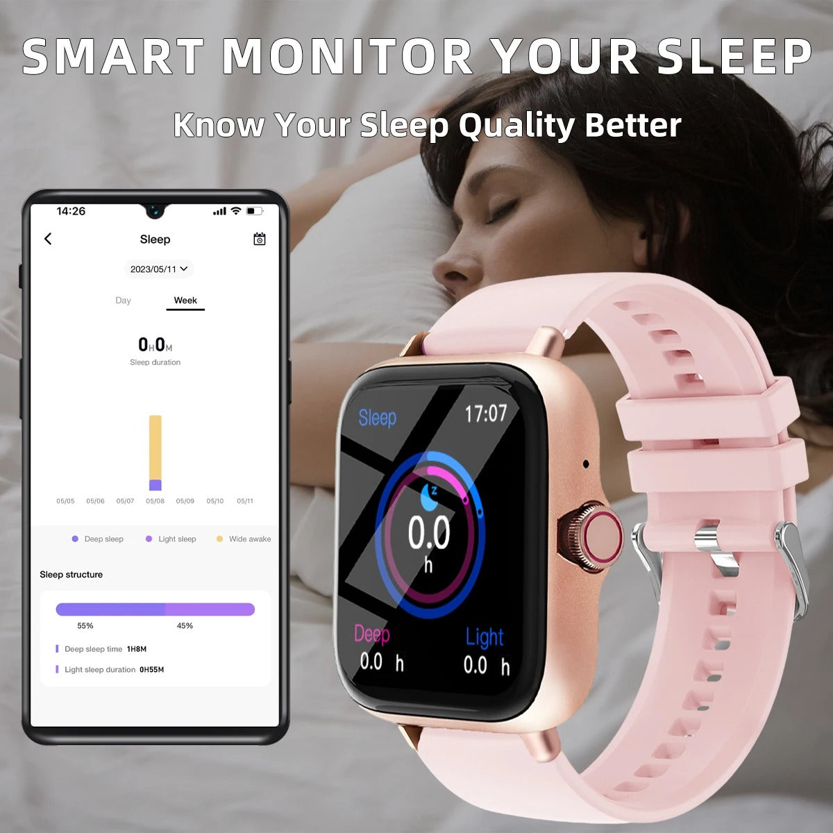 Unisex Smart Watch Waterproof Fitness Sports Watch