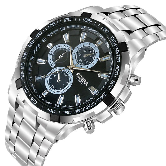 Men's Sports and Business Watch 3 Decorative Dial Metal Quartz Wristwatch