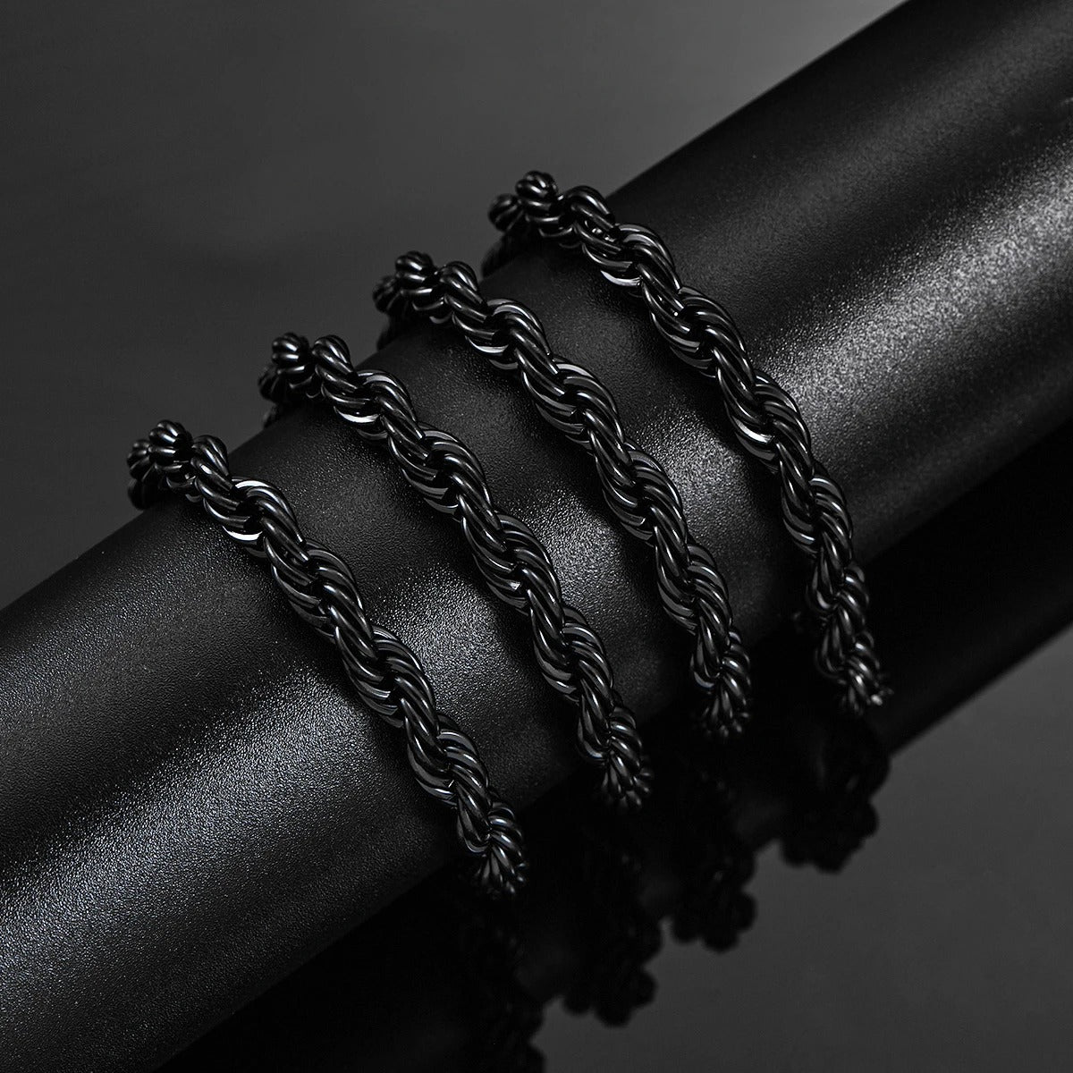 Black Color Twisted Rope Chain Necklace For Men and Women