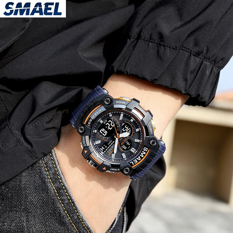 Men's Sport Watch Quartz Wristwatches Waterproof Dual Time Display Military