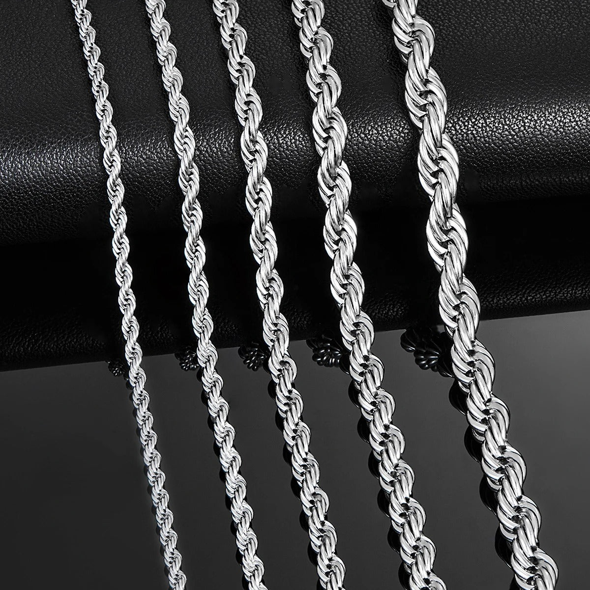 Silver Color Twisted Rope Chain Necklace For Men and Women