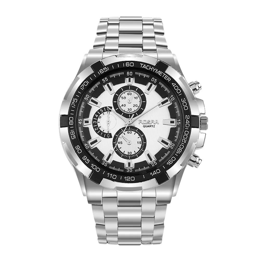 Men's Sports and Business Watch 3 Decorative Dial Metal Quartz Wristwatch