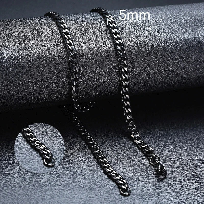 Black Color Metal Cuban Chain Necklace