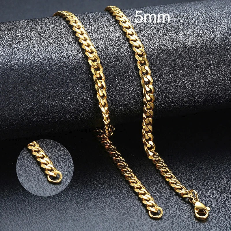 Gold Color Metal Cuban Chain Necklace