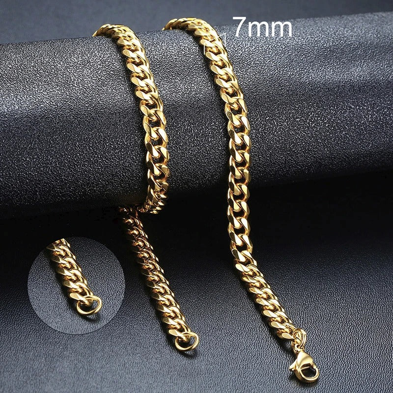 Gold Color Metal Cuban Chain Necklace